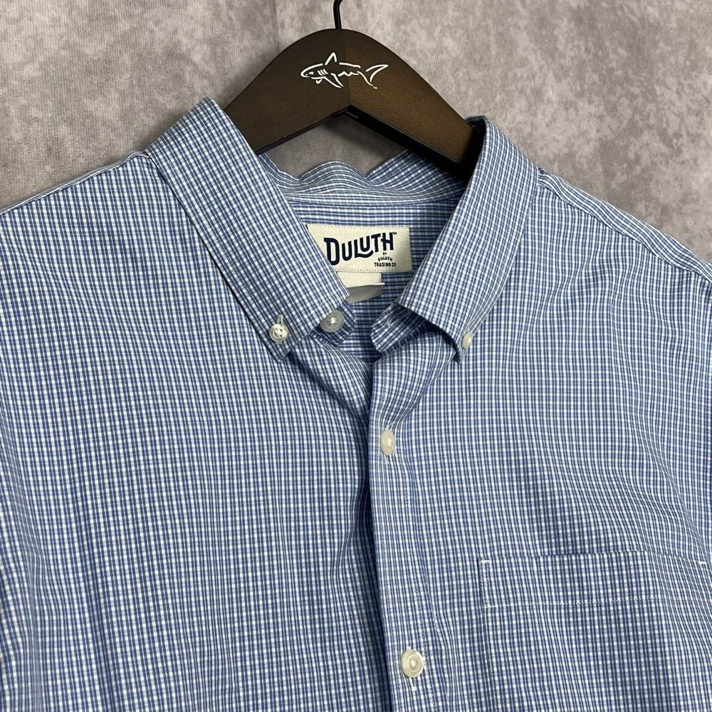 Duluth Trading Co Mens L Blue Plaid Slim Fit‎ Long Sleeve Shirt